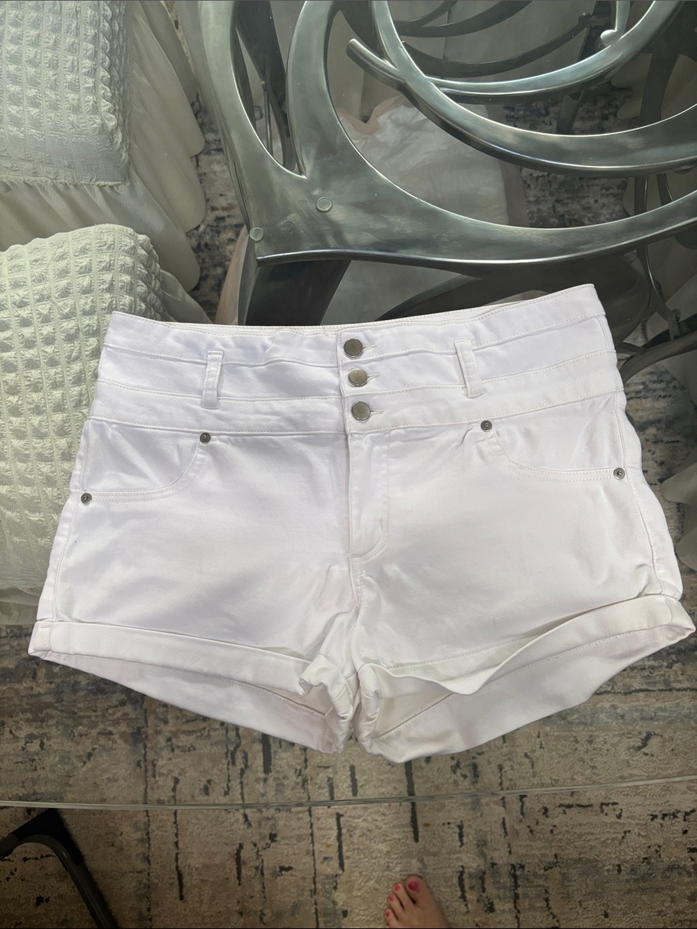 Xhilaration White High-Rise Jean Shorts